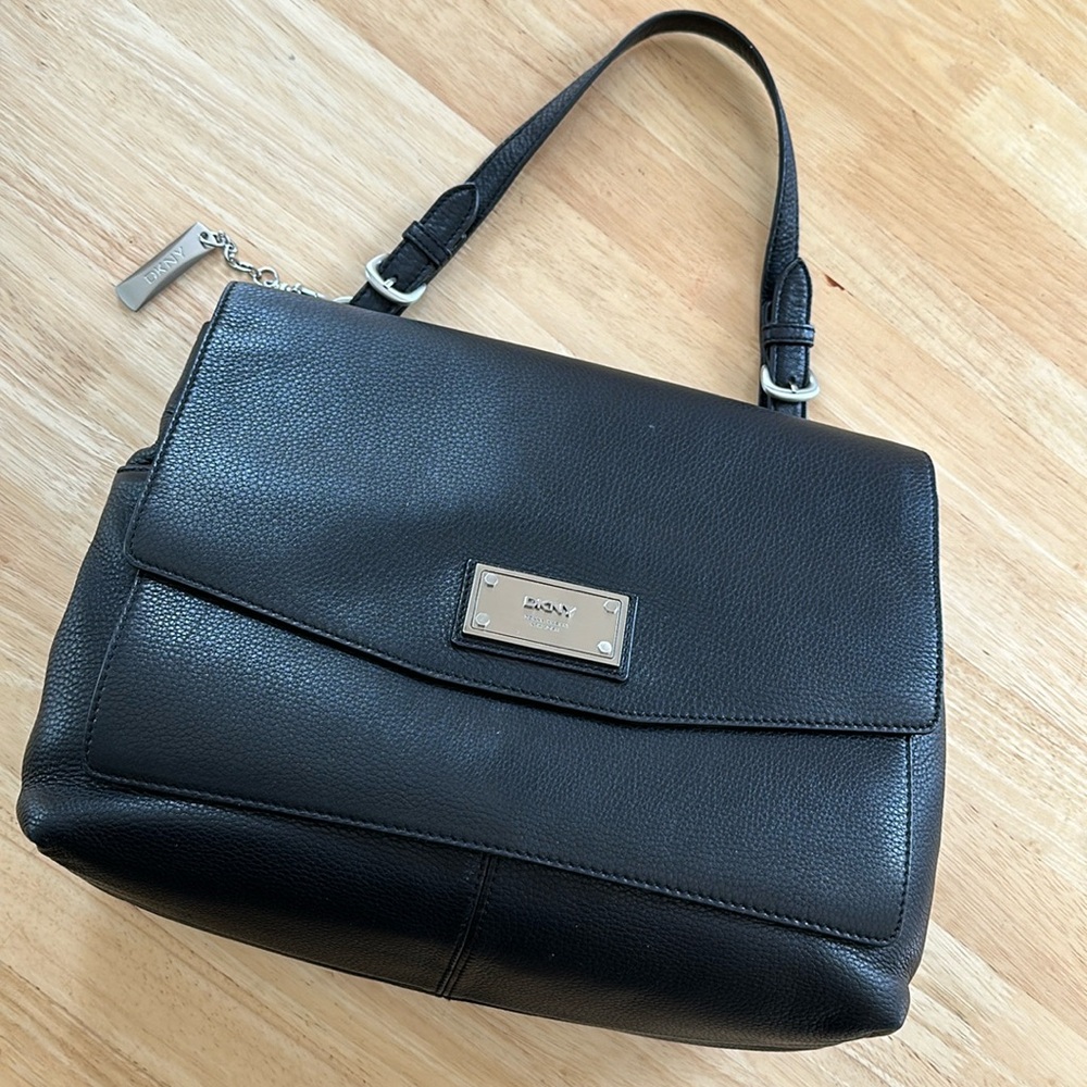 Black Leather DKNY Handbag